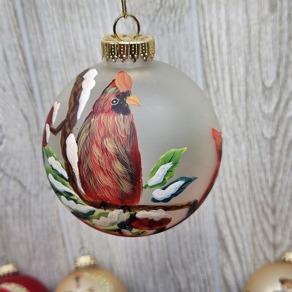 Vintage‎ 34 Pc Glass Christmas Ornaments Embellished Santa Cardinal Krebs O'well - Picture 13 of 15